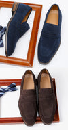 Brand Men's Loafers Suede Cow Leather Shoes Vintage Slip-on Casual Men Driving Shoes Wedding Male Dress Shoes