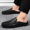 Large Size Mules Men Half Shoes For Man Slippers Leather Mens Semi-Drag Casual Shoes Backless Loafers Male Slides Flats Sandals