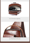 BULLCAPTAIN Men's Genuine Leather Chest Bag Casual Retro 7.9-inch Mobile Phone Bag Multifunctional Anti-Theft Crossbody Bag