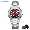 CRRJU Top Luxury Brand Man Watch Sports Waterproof Luminous Date Men Wristwatch Square Dial Quartz Men's Watches High Quality