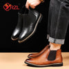 YRZL 39~47 Men Chelsea Boots Brand Retro Comfortable PU Leather Ankle Boots Men 2025 Fashion Black Brown Mens Boots