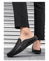Large Size Mules Men Half Shoes For Man Slippers Leather Mens Semi-Drag Casual Shoes Backless Loafers Male Slides Flats Sandals