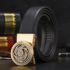 Men Business Time To Run Belt Man Automatic Buckle Leather Belt Golden Waist Buckle Males Luxury Belt Rhinestone Decoration