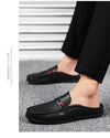 Large Size Mules Men Half Shoes For Man Slippers Leather Mens Semi-Drag Casual Shoes Backless Loafers Male Slides Flats Sandals