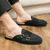 Men's Black Half Shoes For Men Leather Loafers Shoes Man Mules Casual Shoes Male Footwear Fashion Social Mocassins Summer 2023