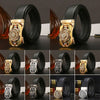 Men Business Time To Run Belt Man Automatic Buckle Leather Belt Golden Waist Buckle Males Luxury Belt Rhinestone Decoration