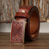 3.8CM Thick Cowhide Copper Smooth Buckle Genuine Leather Casual Jeans Cowboy Belt Men High Quality Luxury Male Strap Cintos
