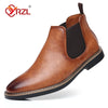 YRZL 39~47 Men Chelsea Boots Brand Retro Comfortable PU Leather Ankle Boots Men 2025 Fashion Black Brown Mens Boots