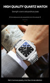 2025 New Man Watches Luxury Fashion Square Men's Quartz Watch Calendar Luminous Waterproof Stainless Steel High Quality Clock