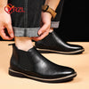 YRZL 39~47 Men Chelsea Boots Brand Retro Comfortable PU Leather Ankle Boots Men 2025 Fashion Black Brown Mens Boots
