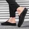 Large Size Mules Men Half Shoes For Man Slippers Leather Mens Semi-Drag Casual Shoes Backless Loafers Male Slides Flats Sandals
