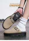 DR New Thi Heel Mules for Men And Women with Toe Covering Anti-Fur Leather Birkenoes Comfortable Breathable Casual oes