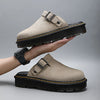 DR New Thi Heel Mules for Men And Women with Toe Covering Anti-Fur Leather Birkenoes Comfortable Breathable Casual oes