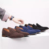Brand Men's Loafers Suede Cow Leather Shoes Vintage Slip-on Casual Men Driving Shoes Wedding Male Dress Shoes