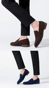 Brand Men's Loafers Suede Cow Leather Shoes Vintage Slip-on Casual Men Driving Shoes Wedding Male Dress Shoes