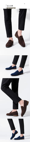 Men's Casual Shoes Cow Suede Genuine Leather Men Classic British Style Loafers Shoes Man Mens Light Driving Flats Shoes for Men