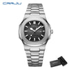 CRRJU Top Luxury Brand Man Watch Sports Waterproof Luminous Date Men Wristwatch Square Dial Quartz Men's Watches High Quality