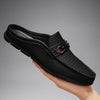 Large Size Mules Men Half Shoes For Man Slippers Leather Mens Semi-Drag Casual Shoes Backless Loafers Male Slides Flats Sandals