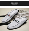 Large Size Mules Men Half Shoes For Man Slippers Leather Mens Semi-Drag Casual Shoes Backless Loafers Male Slides Flats Sandals